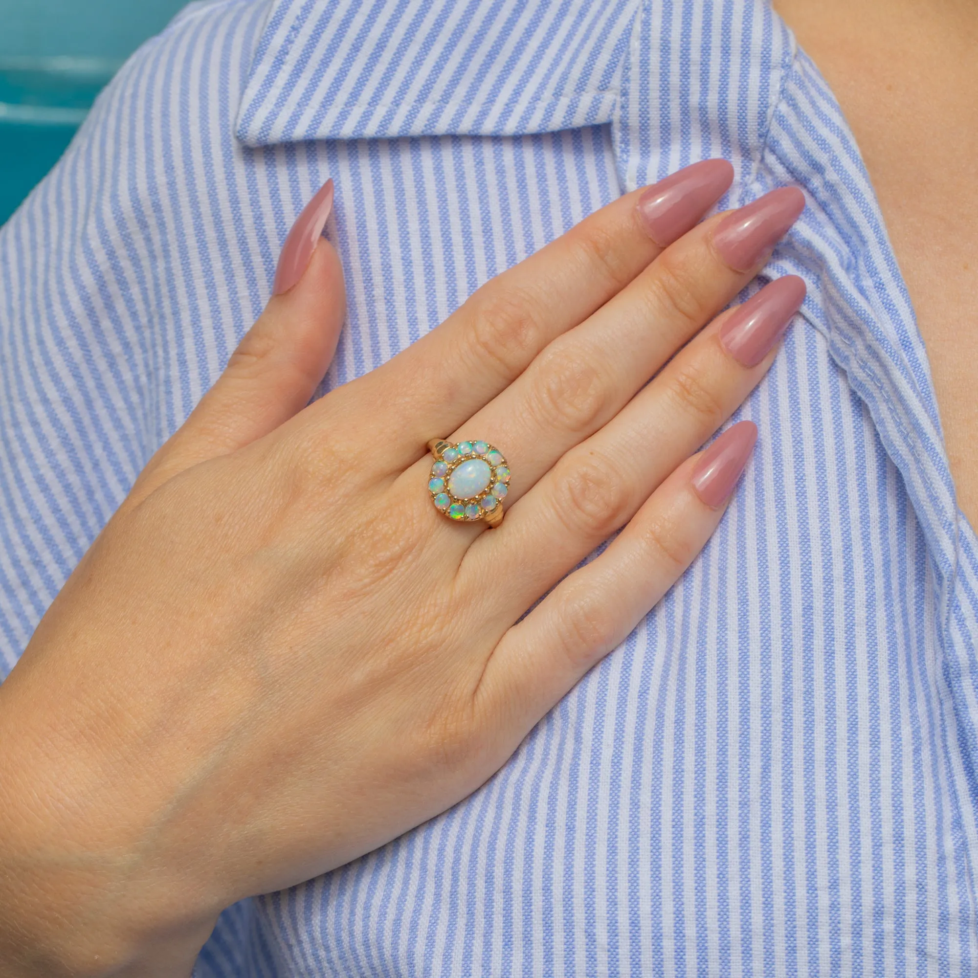 9ct Gold Opal Cluster Ring, 1.45ct