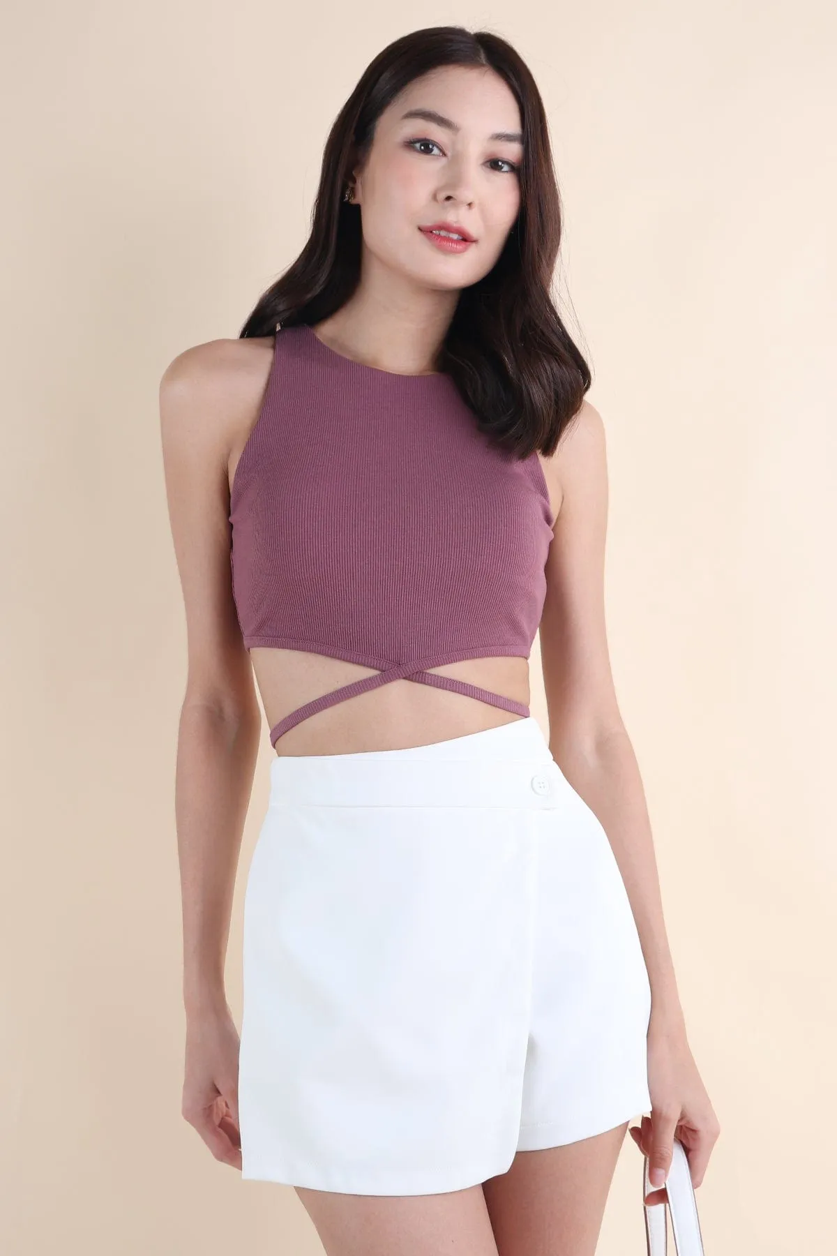 ALLEGRA TIE BACK TOP IN GRAPE