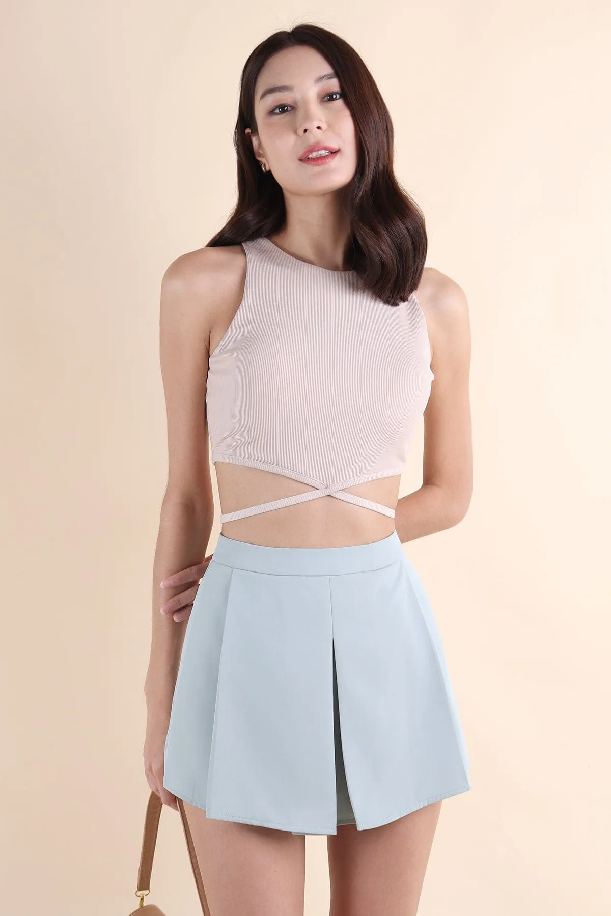 ALLEGRA TIE BACK TOP IN NUDE BEIGE