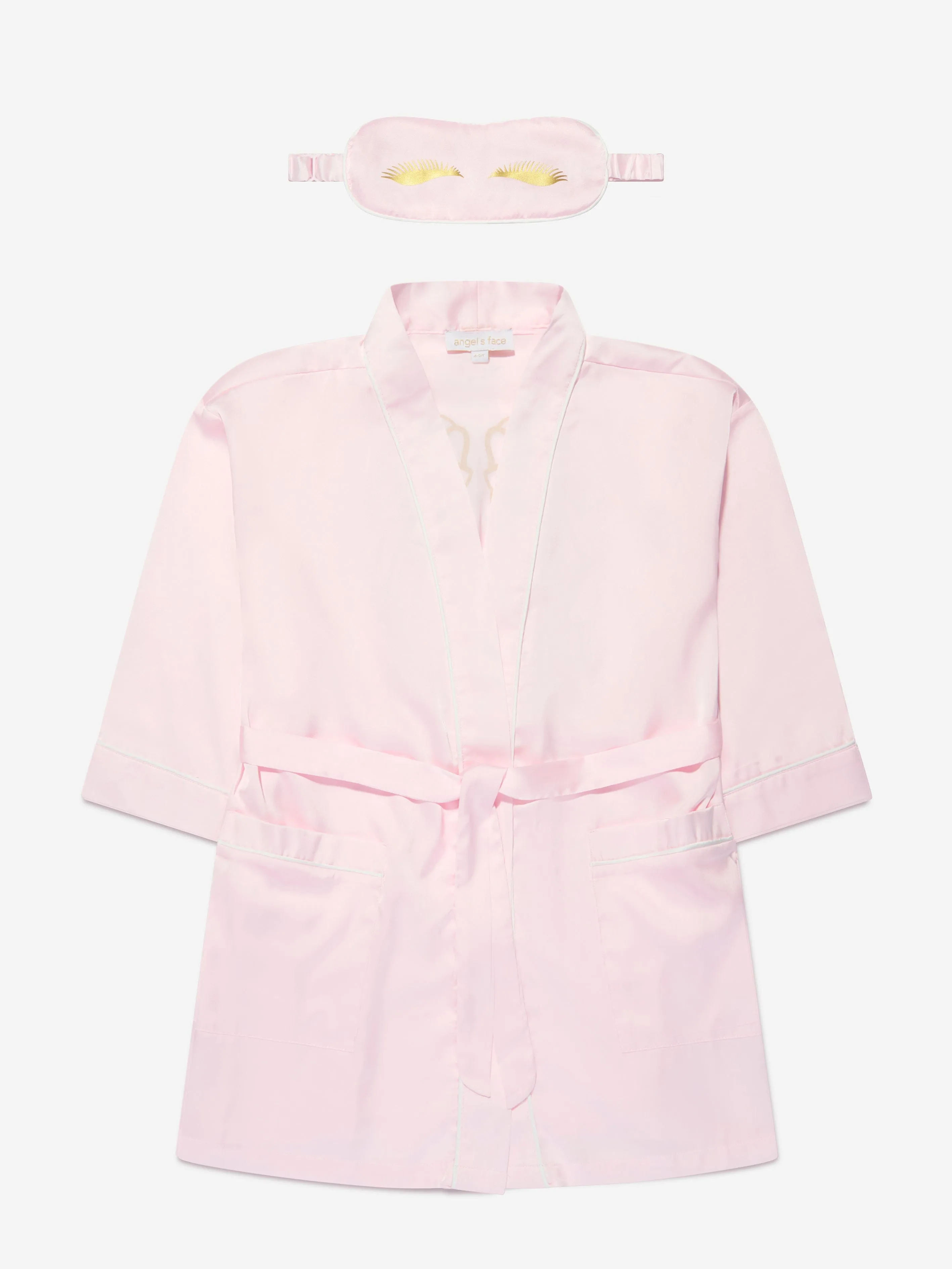 Angels Face Girls Satin Dressing Gown And Eye Mask