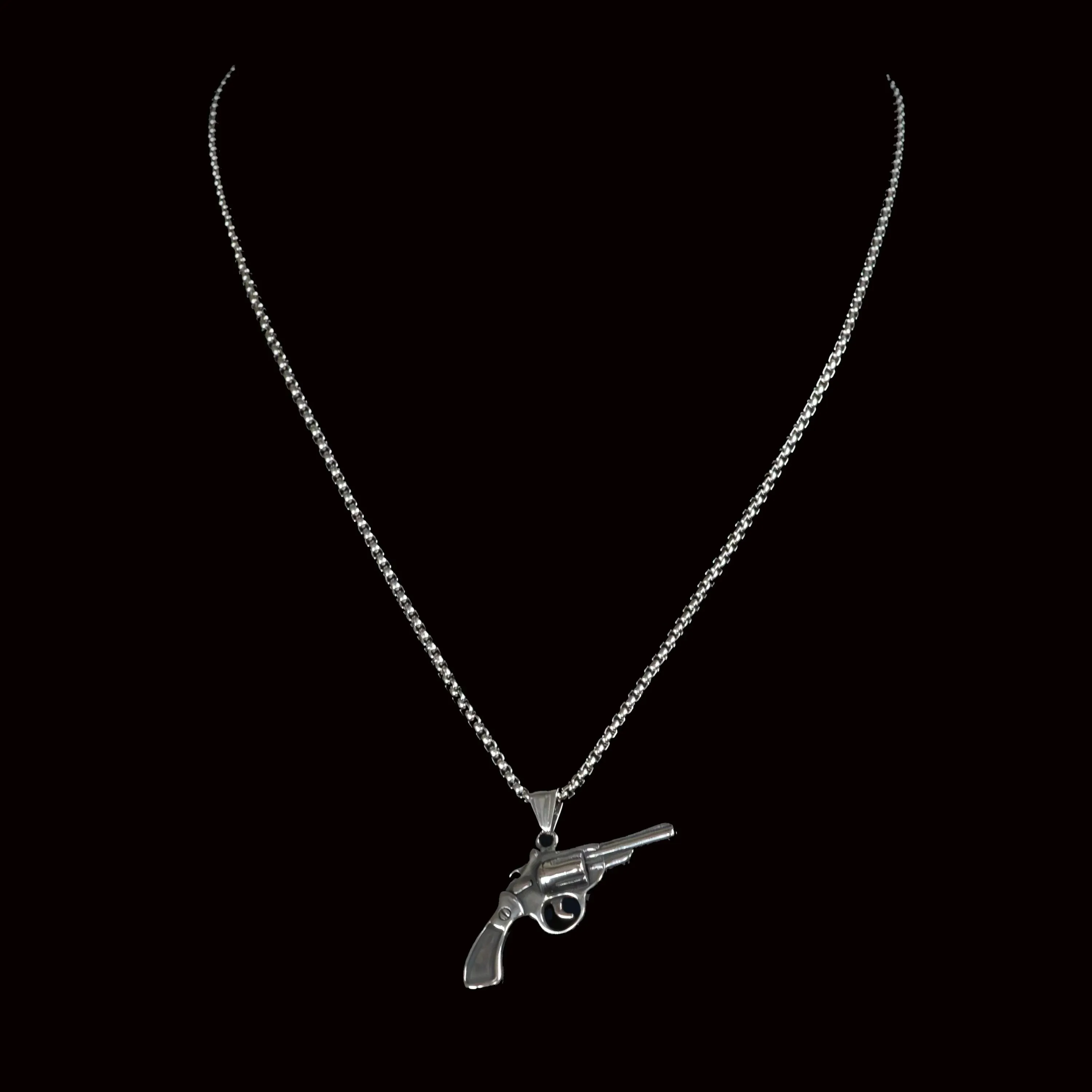 Artemio Stainless Steel Revolver Pendant & Chain