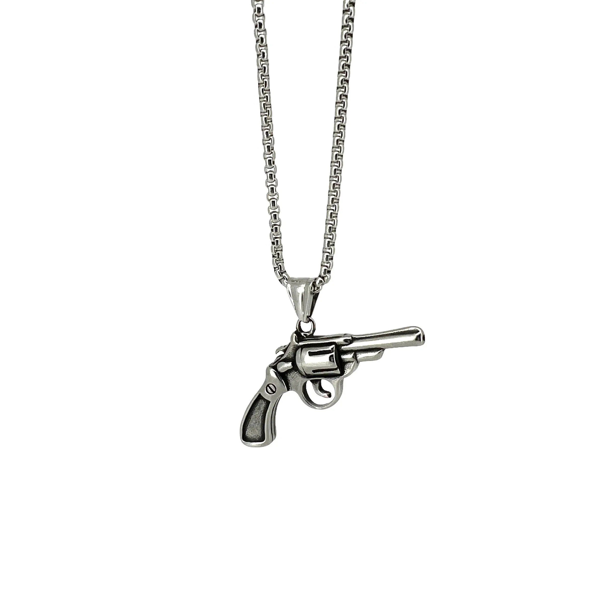 Artemio Stainless Steel Revolver Pendant & Chain