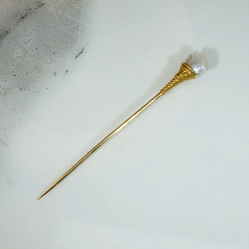 Baroque Pearl in Gold Torch Stick Pin