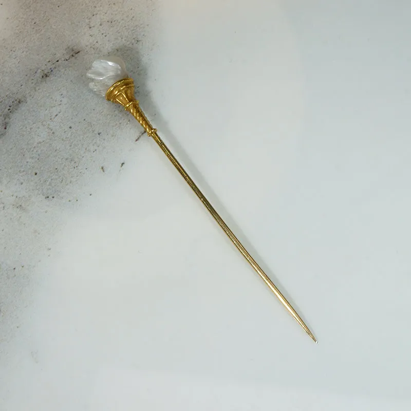 Baroque Pearl in Gold Torch Stick Pin