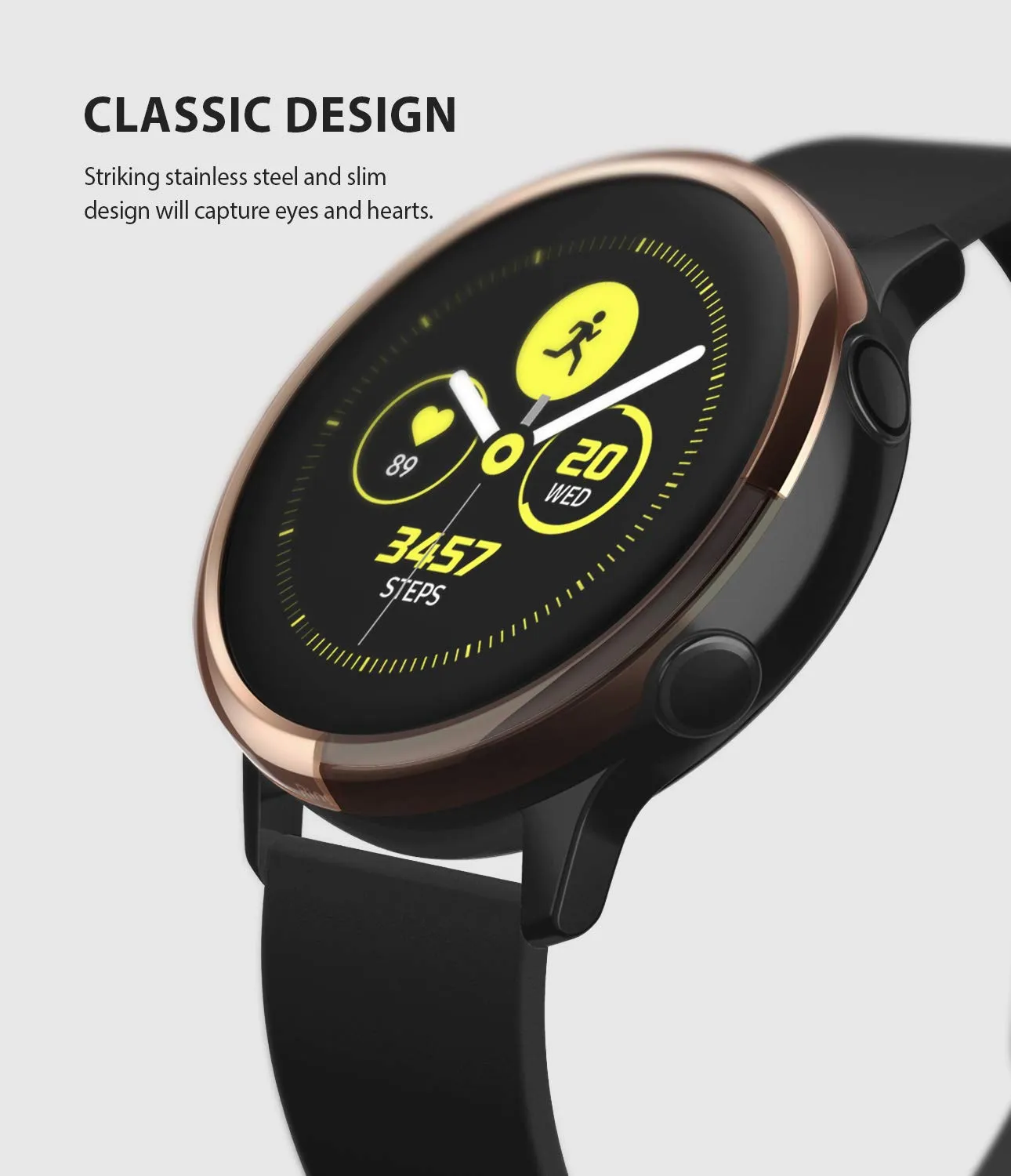 Bezel Styling Cover for Galaxy Watch Active (2019) - Glossy Rose Gold  [Stainless Steel]