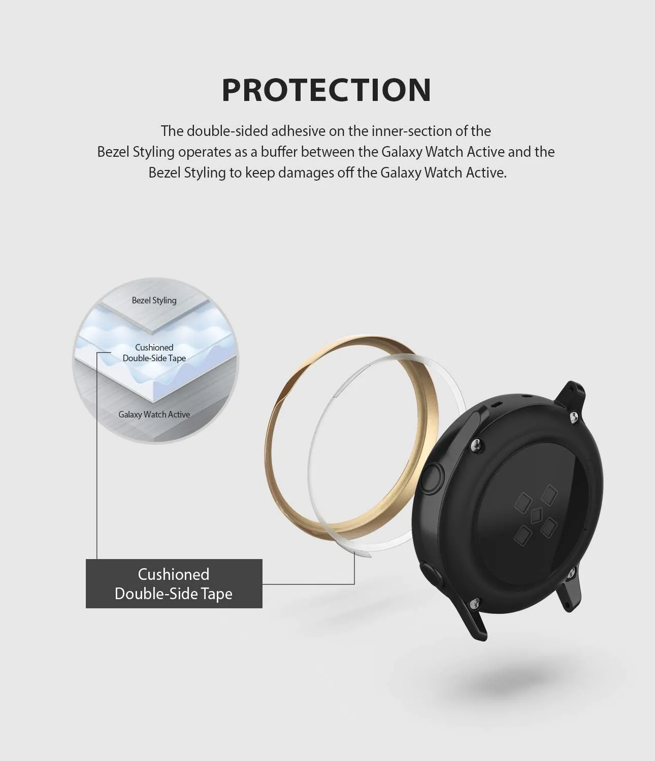 Bezel Styling Cover for Galaxy Watch Active (2019) - Glossy Rose Gold  [Stainless Steel]