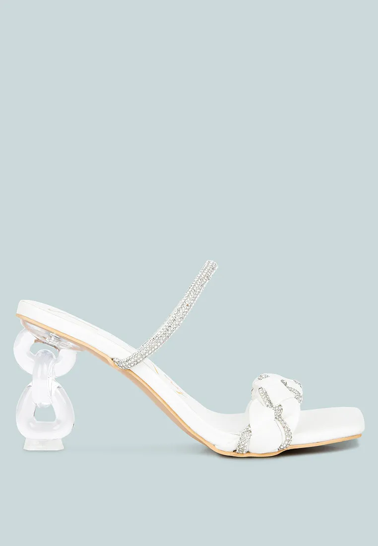 Big Plan Diamante Detail Mid Heel Sandals By Ruw