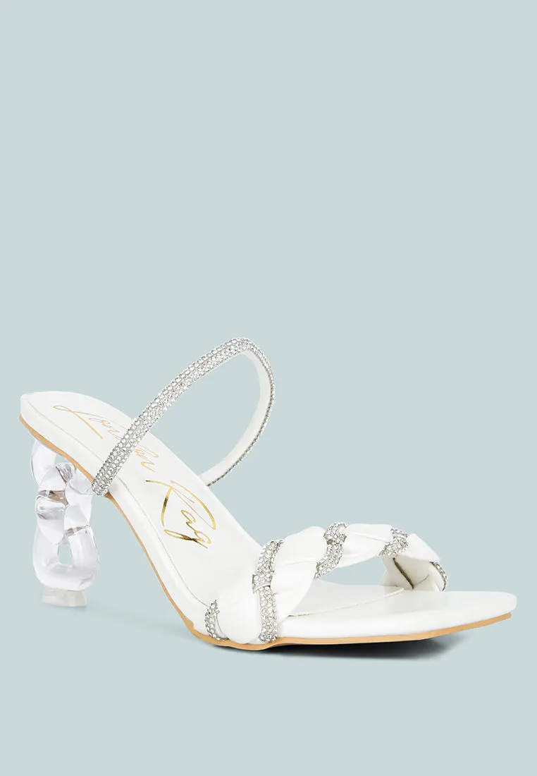 Big Plan Diamante Detail Mid Heel Sandals By Ruw