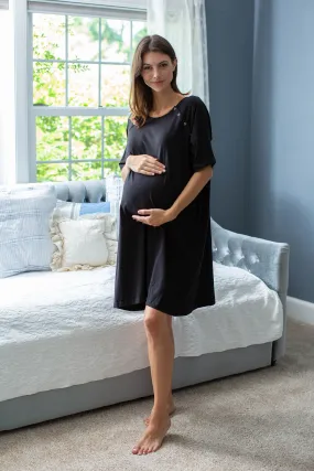 Black Jersey Knit Maternity Gownie