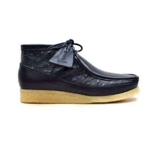 British Walkers Walker 100 Wallabee Boots Men's Navy Blue Ostrich Leather