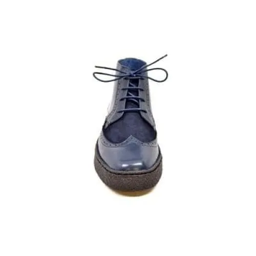 British Walkers Wingtip Limited Edition Men's Navy Blue Leather and Suede High Tops