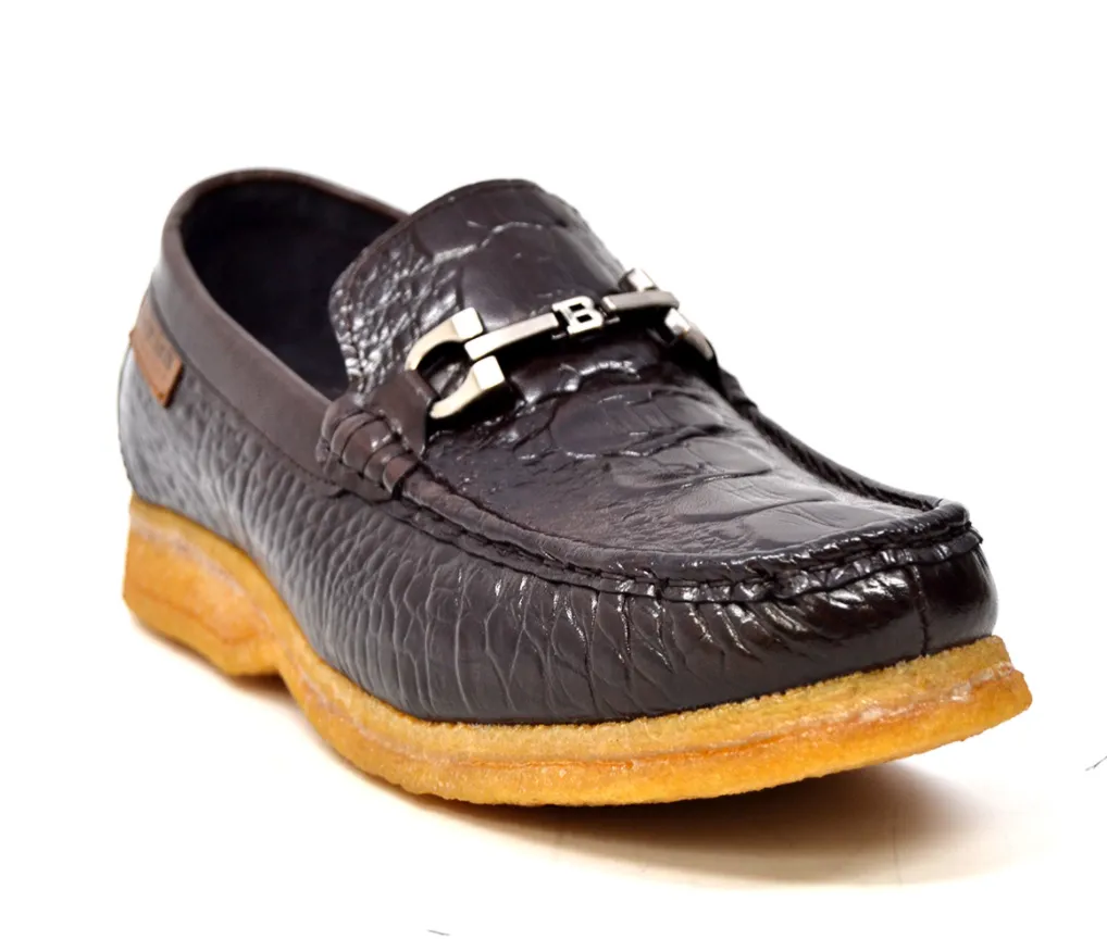 Chain Low Cut Stylish and Comfortable Croc Leather Slip-on with Crepe Sole