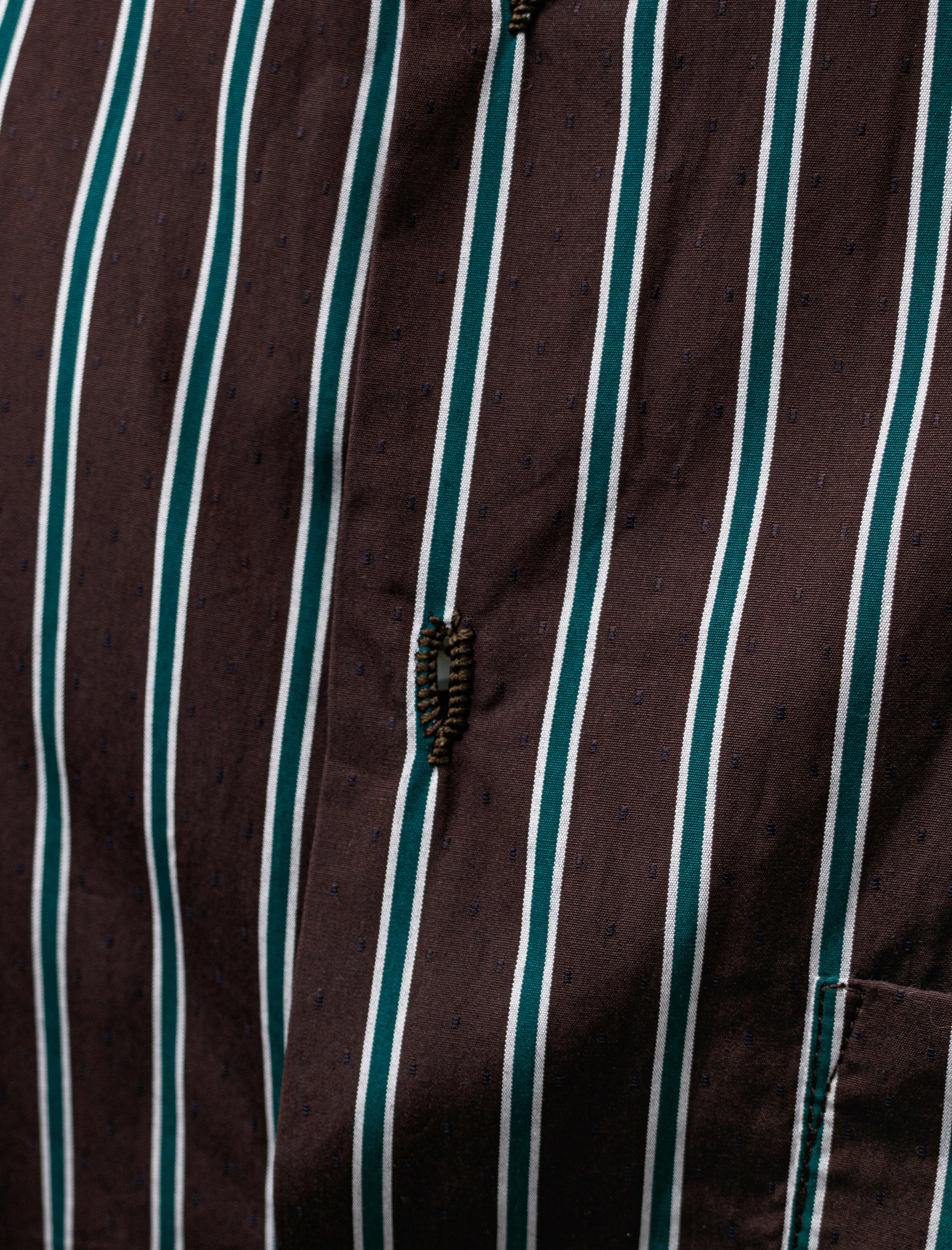 Classic Soft Shirt Italian Poplin Brown Green Stripe