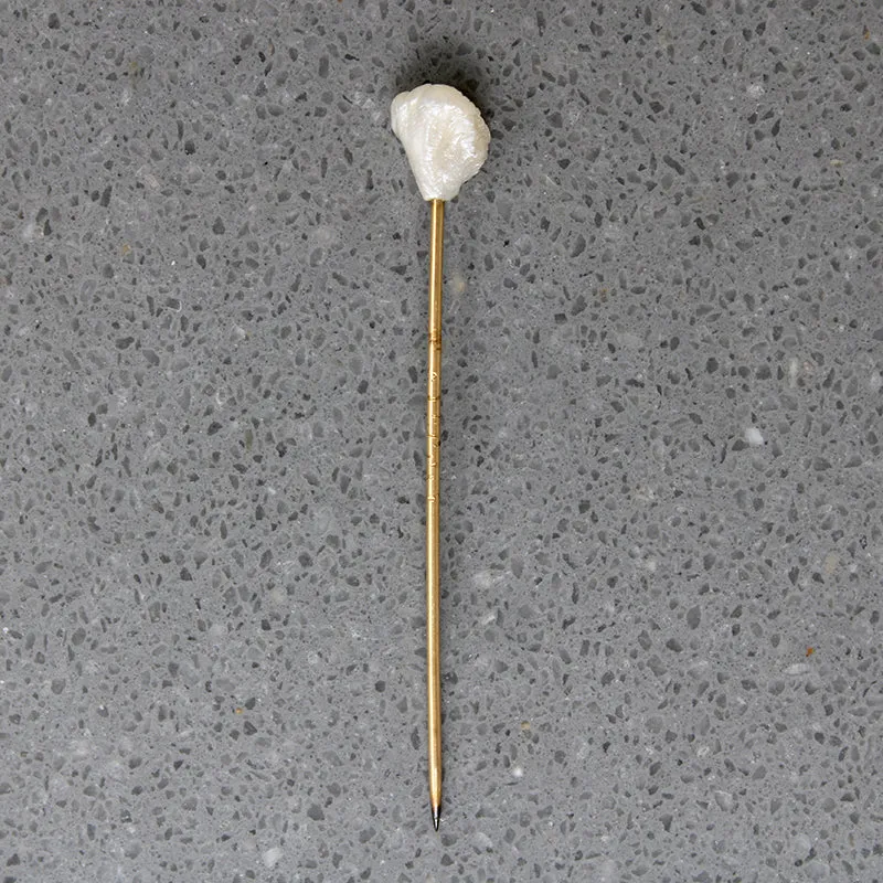 Glossy River Pearl on 19k Gold Victorian Stick Pin