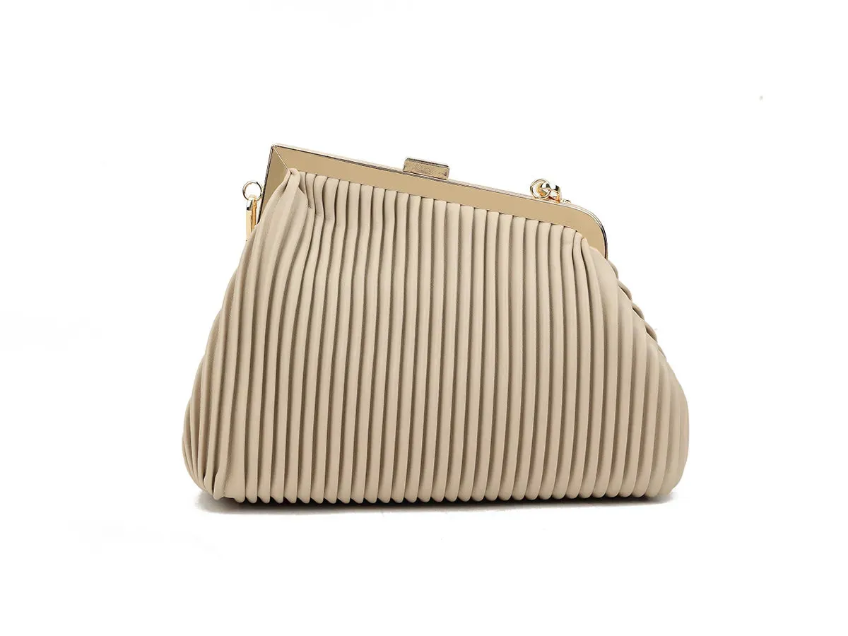 Koko Beige Ribbed Shoulder Bag