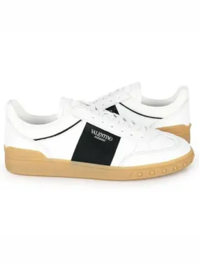 Men s UPVILLAGE Leather Low Top Sneakers White Black 4Y0S0H77KXLA01 270288 1063741