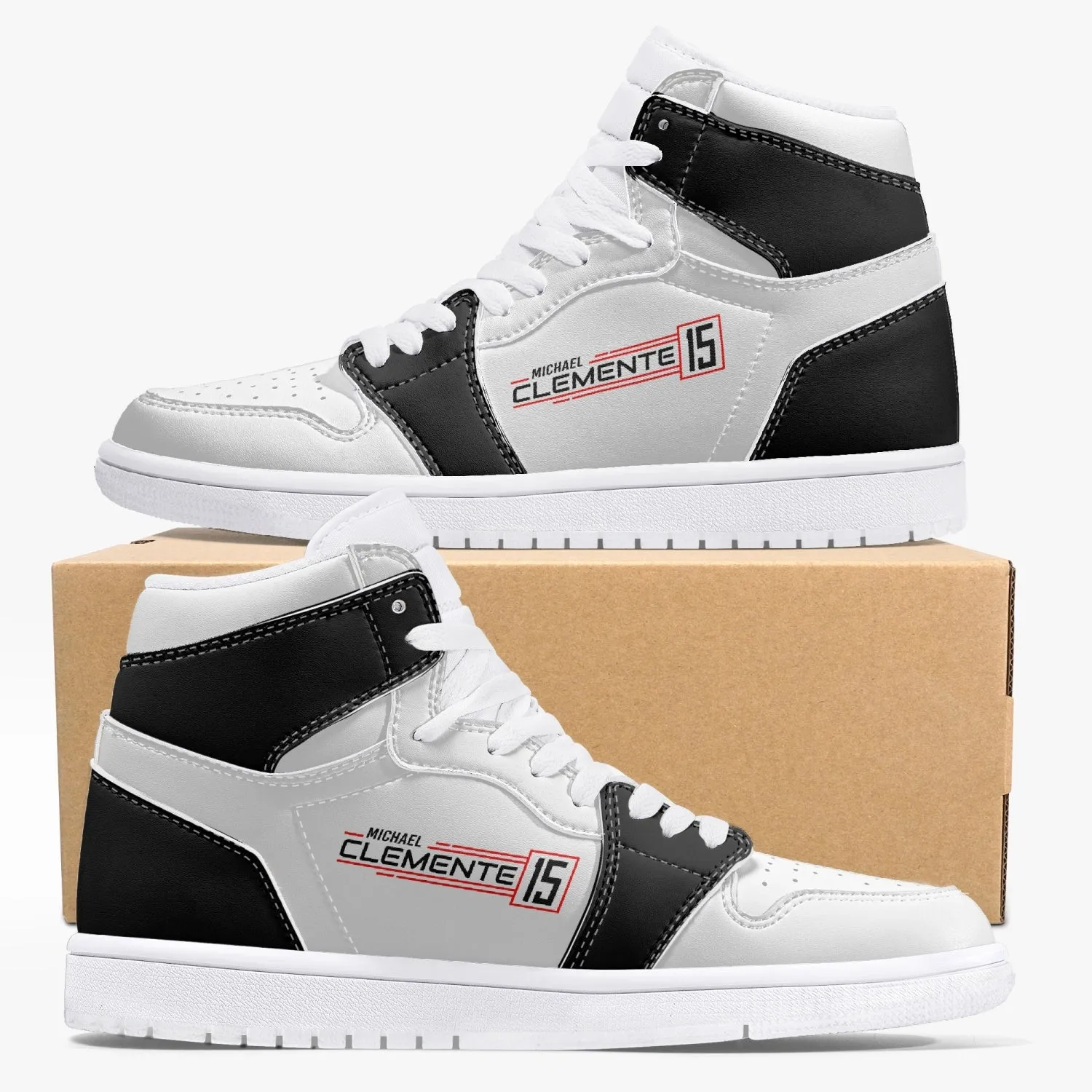 MICHAEL CLEMENTE 15 Ultimate High-Top Leather Sneakers - circuit stripe