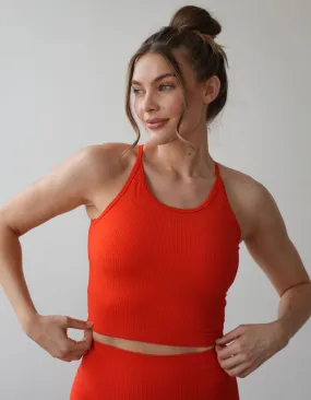 Moana Ribbed Crop Top - Fiery