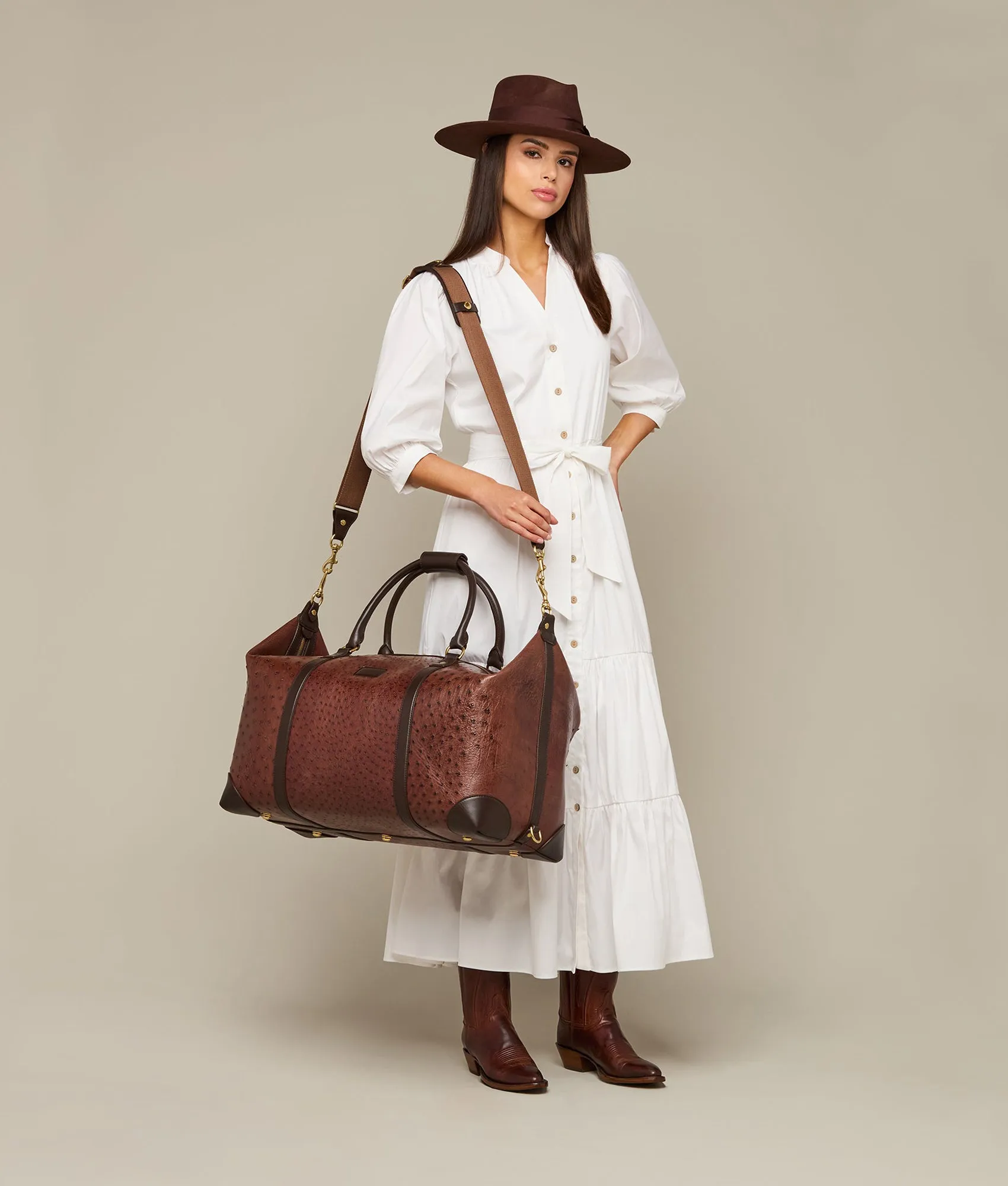 Ostrich Duffle - Large :: Chocolate