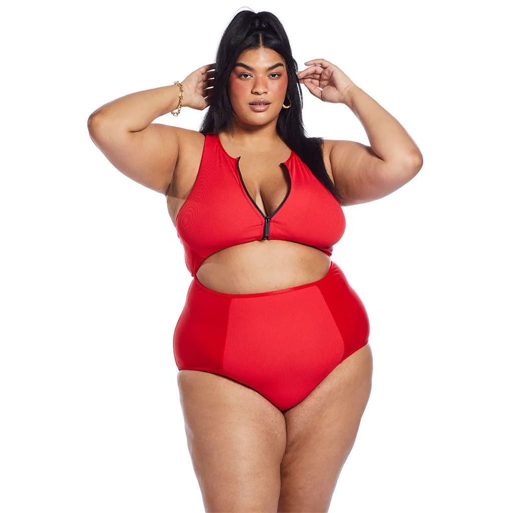 Serena Suit - Red Ribbed