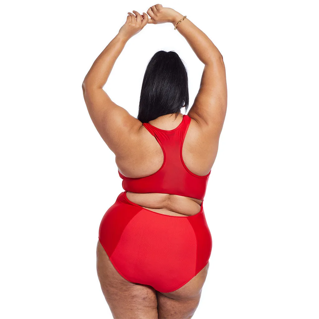 Serena Suit - Red Ribbed