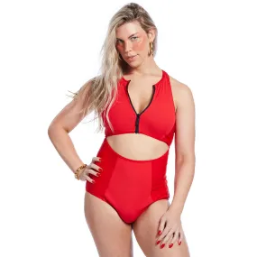 Serena Suit - Red Ribbed