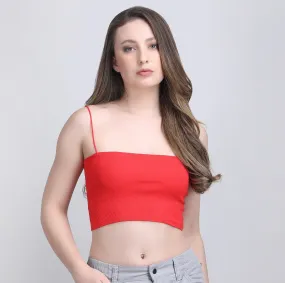 SPAGHETTI STRAP RIBBED CROP TOP