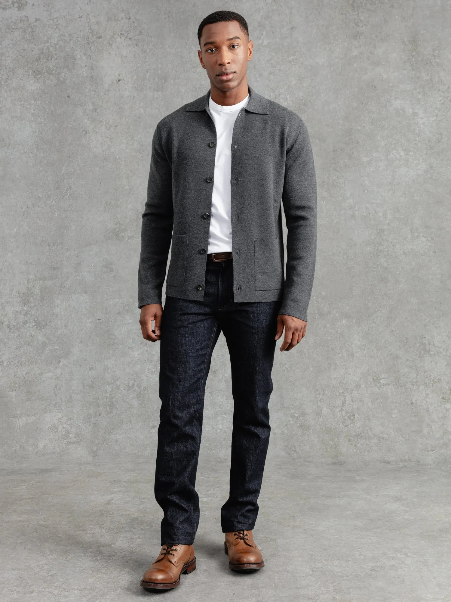 The Merino Knitted Jacket - Charcoal