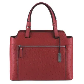 Via Veneta Faith Ostrich Leather Structured Handbag | Red