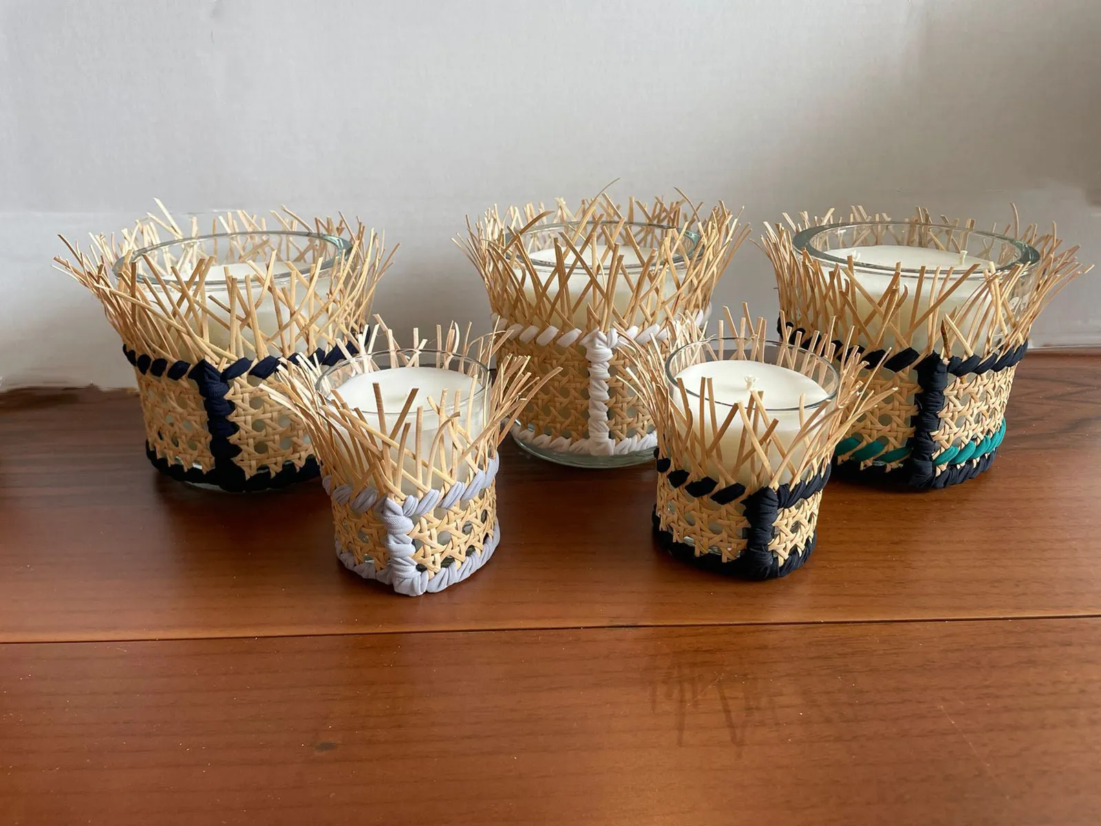 Wicker fringe candles